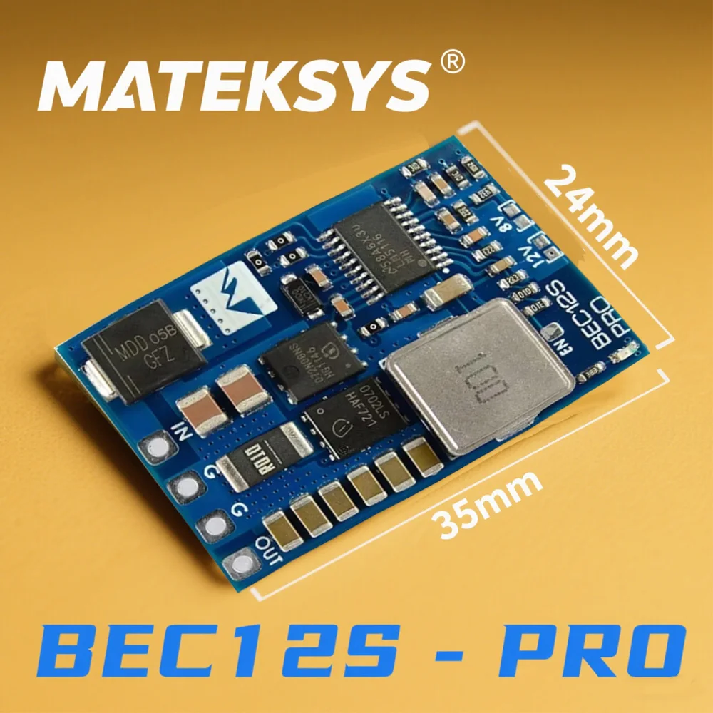MATEK BEC12S-PRO 9-55 В до 5 В/8 В/12 В-5 А Регулятор напряжения BEC Модуль питания Защита от перегрузки по току Самовосстановление для RC FPV Drone
MATEK BEC12S-PRO 9-55 В до 5 В/8 В/12 В-5 А Регулятор напряжения BEC Модуль питания Защита от перегрузки по току Самовосстановление для RC FPV Drone