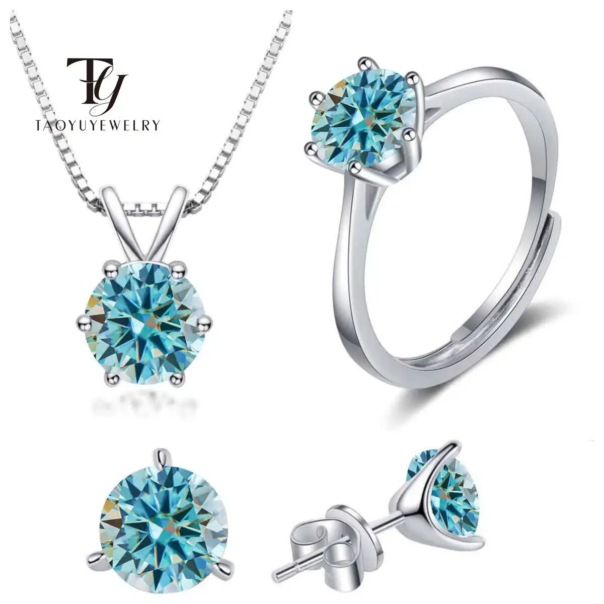 925 Sterling Silver 1CT*4 D Color Moissanite Ring Earring Necklace Set Fine Jewelry Set Elegant Ladies Jewelry For Party Wedding
925 Sterling Silver 1CT*4 D Color Moissanite Ring Earring Necklace Set Fine Jewelry Set Elegant Ladies Jewelry For Party Wedding