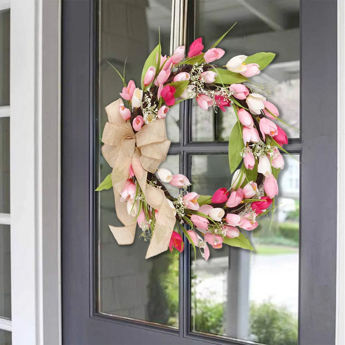 Valentine's Day Wreath, 17.7in Spring Summer Tulip Wreath for Front Door for Holiday Valentine's Day Decorations, Indoor
Valentine's Day Wreath, 17.7in Spring Summer Tulip Wreath for Front Door for Holiday Valentine's Day Decorations, Indoor