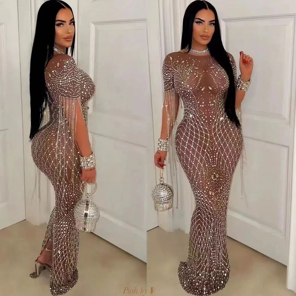 2024 Summer New Sexy Rhinestone Round Neck Short Sleeve Tassel Slim Long Dress
2024 Summer New Sexy Rhinestone Round Neck Short Sleeve Tassel Slim Long Dress