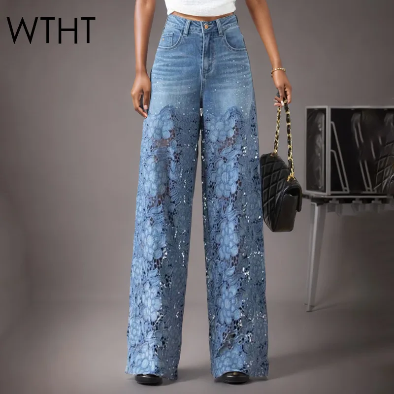 WTHT New Fashion Women's Spliced Lace Hollow Out Design Straight Jeans 2025 Summer Trendy High Waist Denim Pants Female 1LS1886
WTHT New Fashion Women's Spliced Lace Hollow Out Design Straight Jeans 2025 Summer Trendy High Waist Denim Pants Female 1LS1886