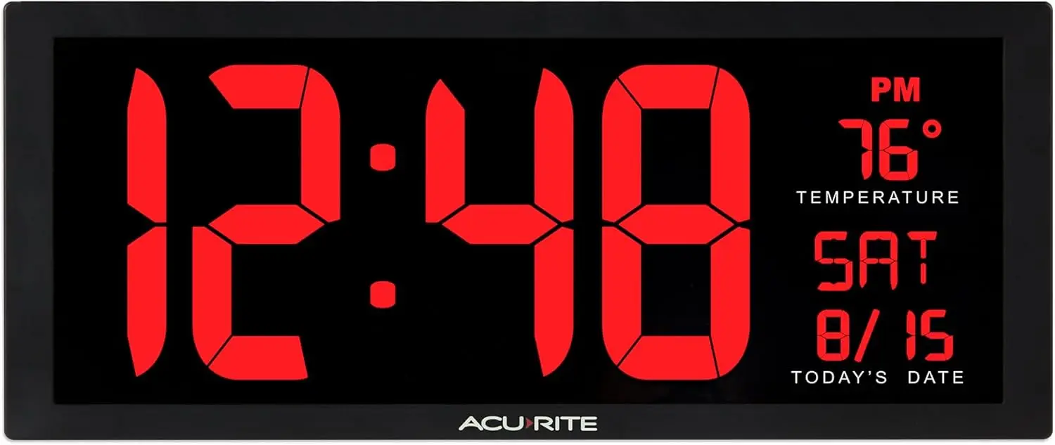 14.5" Large Digital LED Wall Clock with Date & Temperature, Red, for Home Office
14.5" Large Digital LED Wall Clock with Date & Temperature, Red, for Home Office