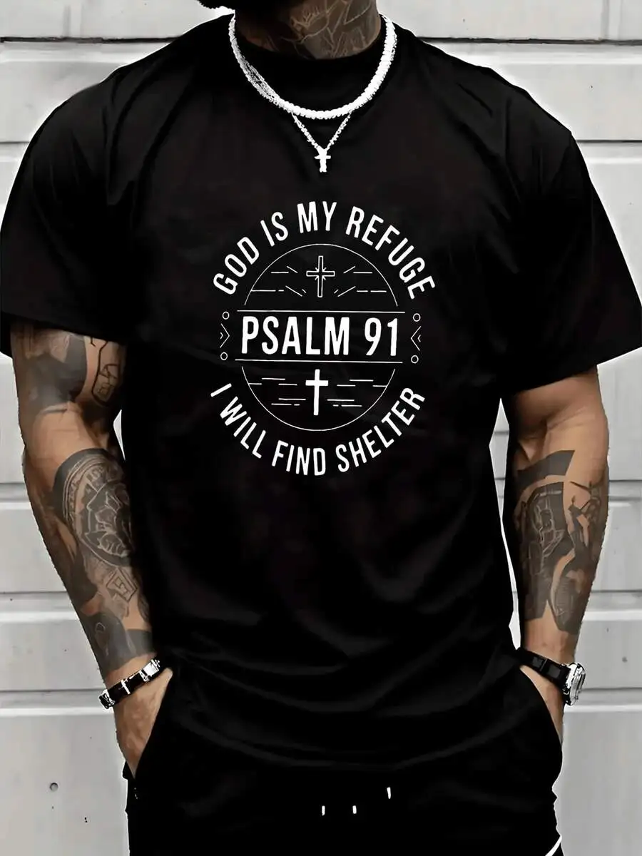 God Is My Refuge Psalm 91 Mens Cotton Graphic Tee Casual Faith Inspired Shirt
God Is My Refuge Psalm 91 Mens Cotton Graphic Tee Casual Faith Inspired Shirt