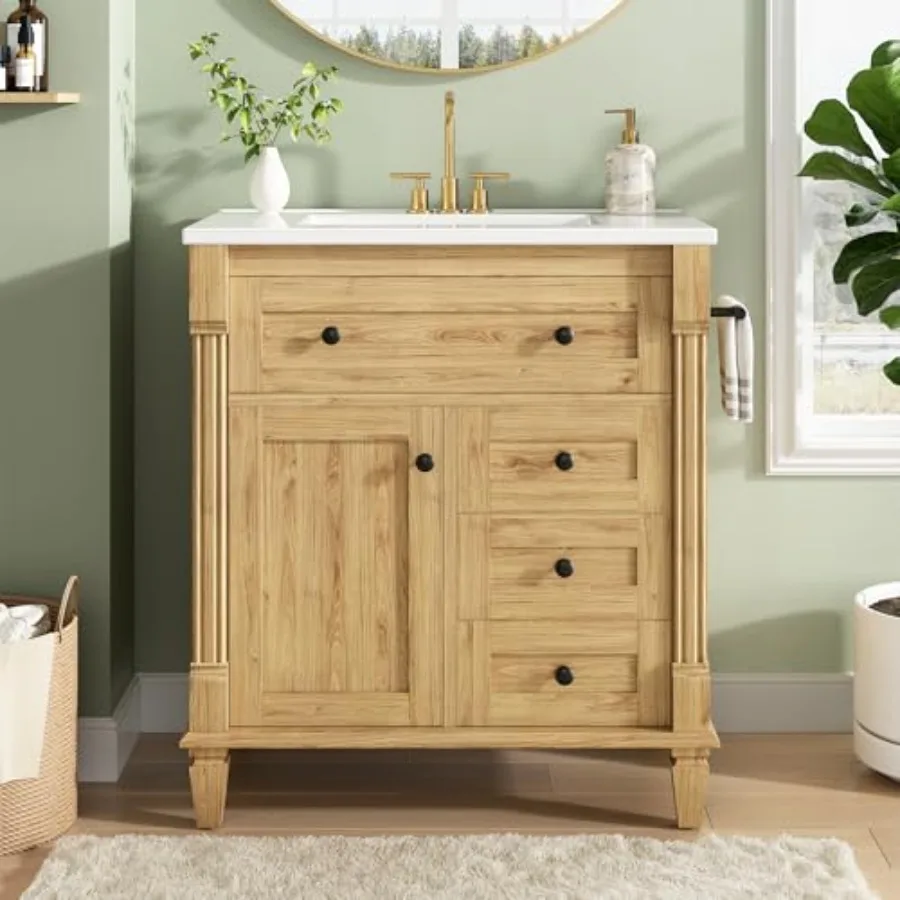 30 Inch Bathroom Vanity with Sink Towel Holder Adjustable Solid Wood Legs for Uneven Floor Modern Bathroom Storage Cabinet with
30 Inch Bathroom Vanity with Sink Towel Holder Adjustable Solid Wood Legs for Uneven Floor Modern Bathroom Storage Cabinet with