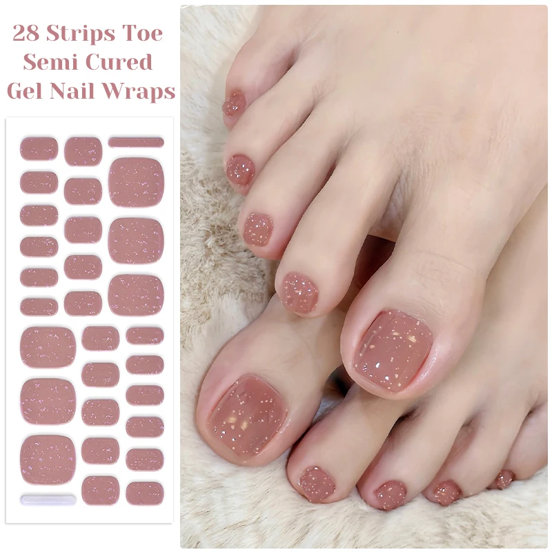 28strips Toe Semi Cured Gel Nail Strips GlitterGel Nail Stickers Nude Autumn Fall Gel Nail Wraps Gel Polish Stickers Nail Art
28strips Toe Semi Cured Gel Nail Strips GlitterGel Nail Stickers Nude Autumn Fall Gel Nail Wraps Gel Polish Stickers Nail Art