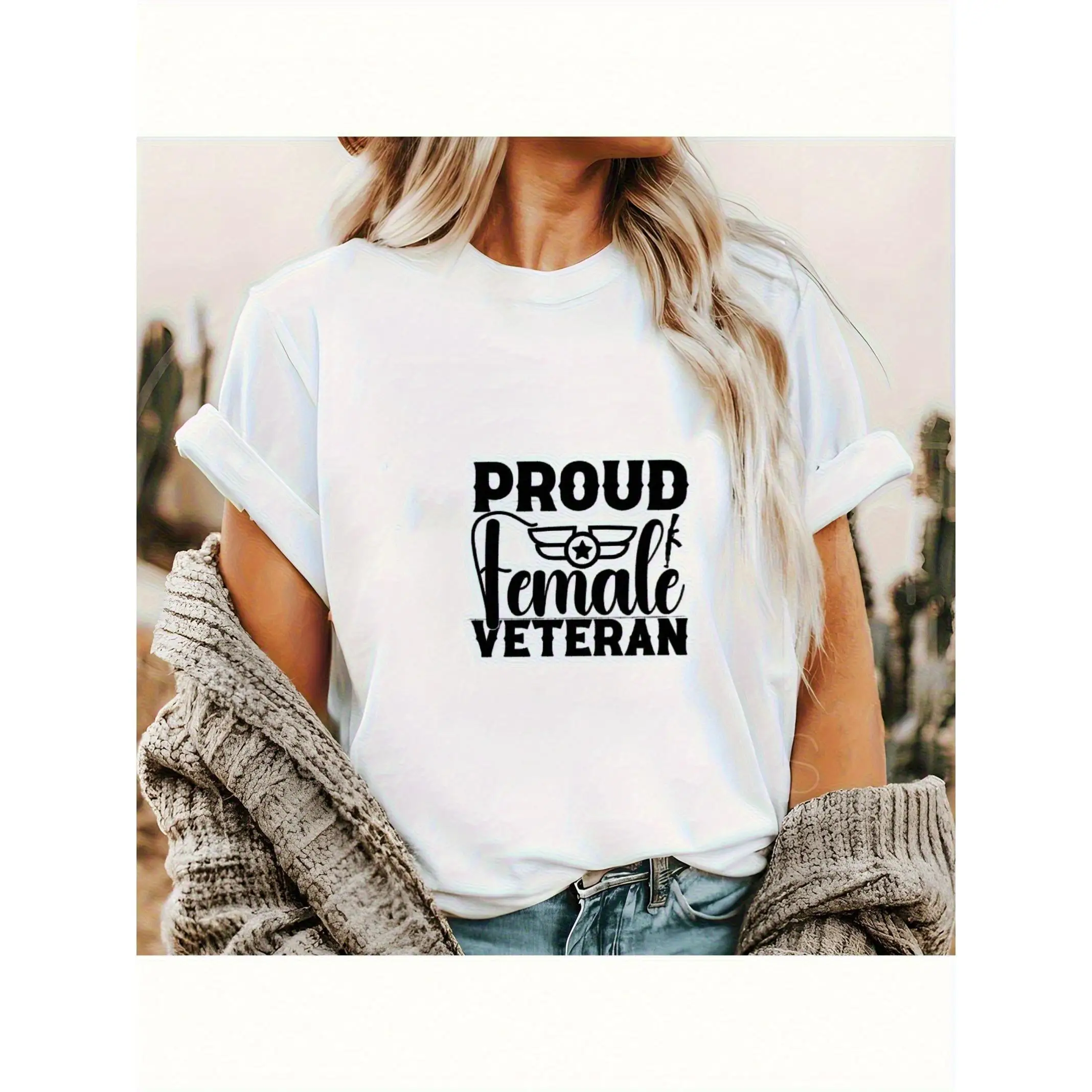 Women's Retro Patriotic T-Shirt - Proud Female Veteran Memorial Day Gift, Vintage Graphic Print Crew Neck Loose Fit Casual Tee
Women's Retro Patriotic T-Shirt - Proud Female Veteran Memorial Day Gift, Vintage Graphic Print Crew Neck Loose Fit Casual Tee
