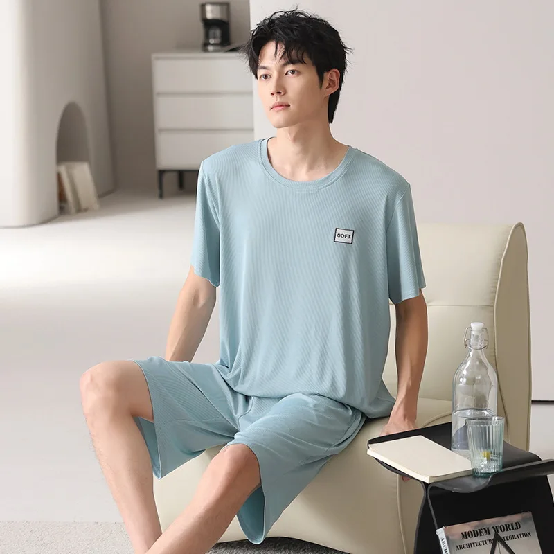 2 Piece Set Ice Silk Sleepwear Men Large Size Youth Pajamas Simple Home Wear Man Nightwear Loungewear Comforts Breathable Casual
2 Piece Set Ice Silk Sleepwear Men Large Size Youth Pajamas Simple Home Wear Man Nightwear Loungewear Comforts Breathable Casual