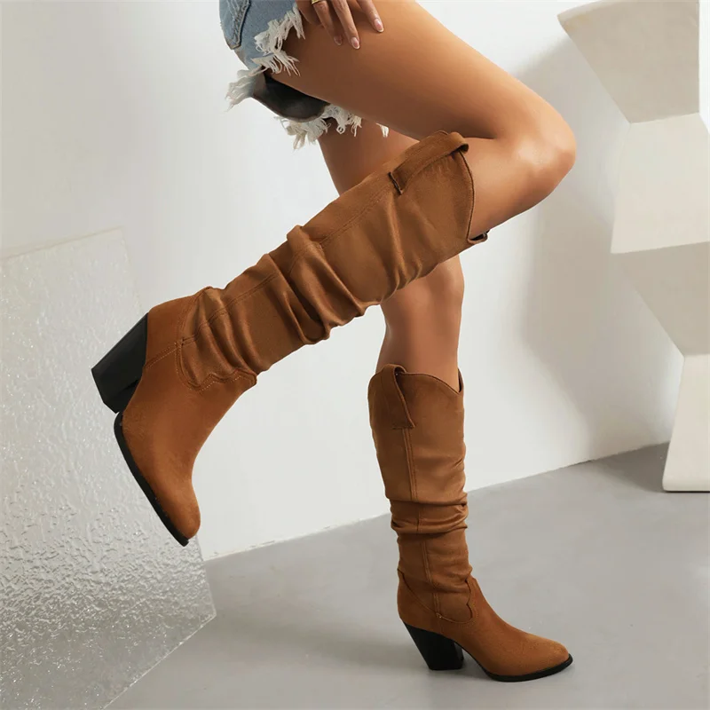 YMECHIC Mid-calf Boots Womens Spike Block Heel Slip-on Autumn Winter 2022 Long Boots 8CM High Heels Pleated Party Shoes Woman 43
YMECHIC Mid-calf Boots Womens Spike Block Heel Slip-on Autumn Winter 2022 Long Boots 8CM High Heels Pleated Party Shoes Woman 43