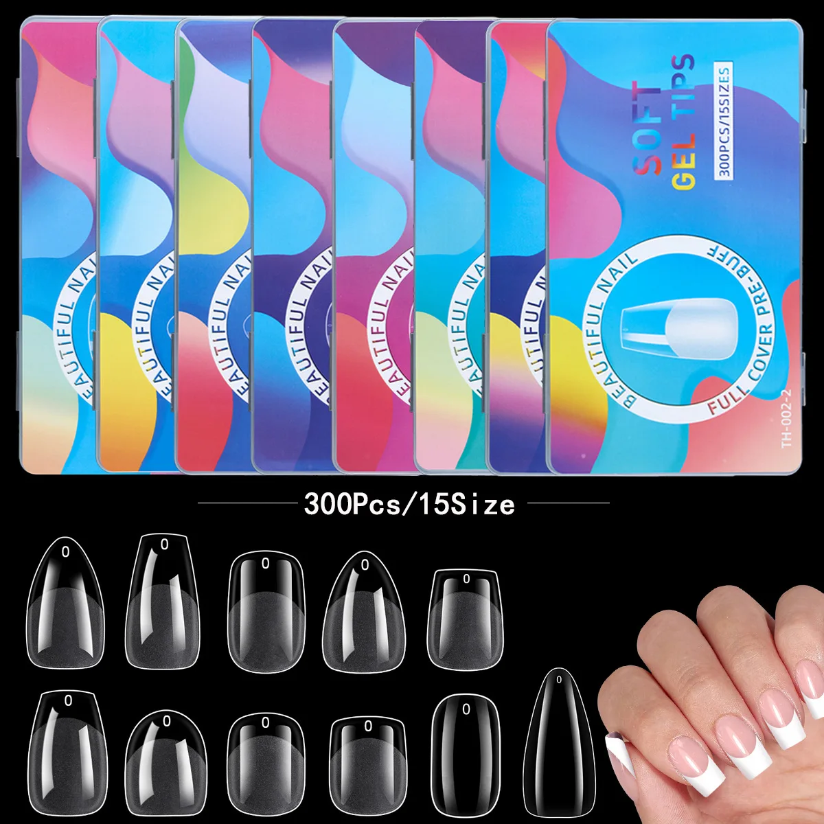 300PCS 11 Shapes No Buffing Soft Gel Nail Full Cover Nail Tips Nail Extension Nail Art Tips Handmade Press-On Nail Production
300PCS 11 Shapes No Buffing Soft Gel Nail Full Cover Nail Tips Nail Extension Nail Art Tips Handmade Press-On Nail Production