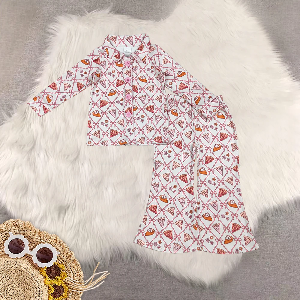 Girls Floral Thanksgiving Pajamas with Pumpkin Pie Bow Button down Style Comfortable Sleepwear for Kids
Girls Floral Thanksgiving Pajamas with Pumpkin Pie Bow Button down Style Comfortable Sleepwear for Kids
