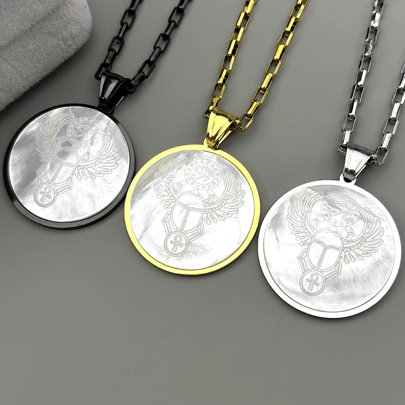 Natural Shell Egyptian Scarab Eye of Ra Horus Symbol Necklaces Stainless Steel Gold Color Ankh Key Of Life Necklace Jewelry Gift
Natural Shell Egyptian Scarab Eye of Ra Horus Symbol Necklaces Stainless Steel Gold Color Ankh Key Of Life Necklace Jewelry Gift
