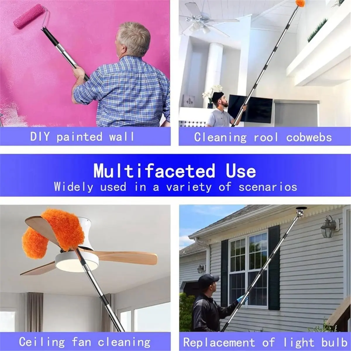 Paint Roller Extension Pole 11.8Ft,10 Segmented Stainless Steel Telescopic Pole, Extension Pole with Tapered Adapter
Paint Roller Extension Pole 11.8Ft,10 Segmented Stainless Steel Telescopic Pole, Extension Pole with Tapered Adapter