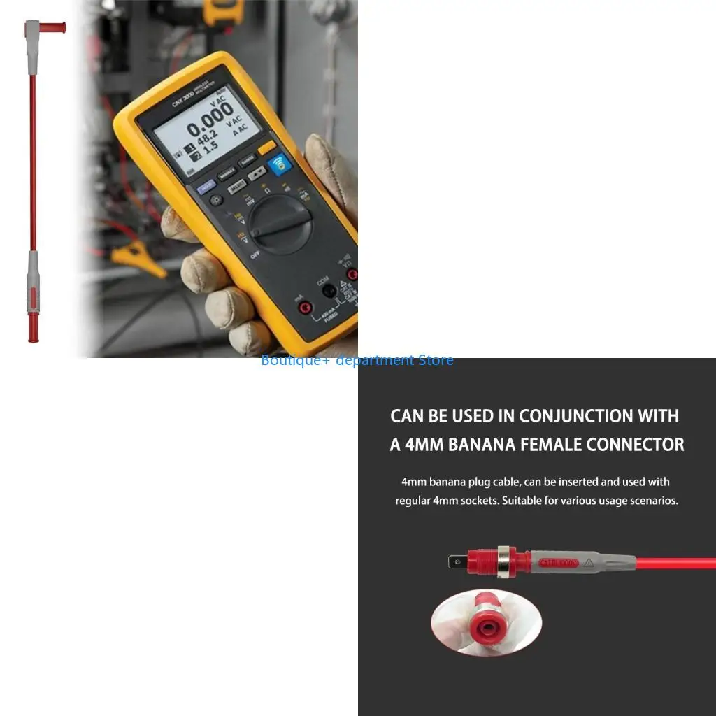 E1PD 4mm Flexible Multimeter Test Leads with Replaceable Probes for Digital Meter