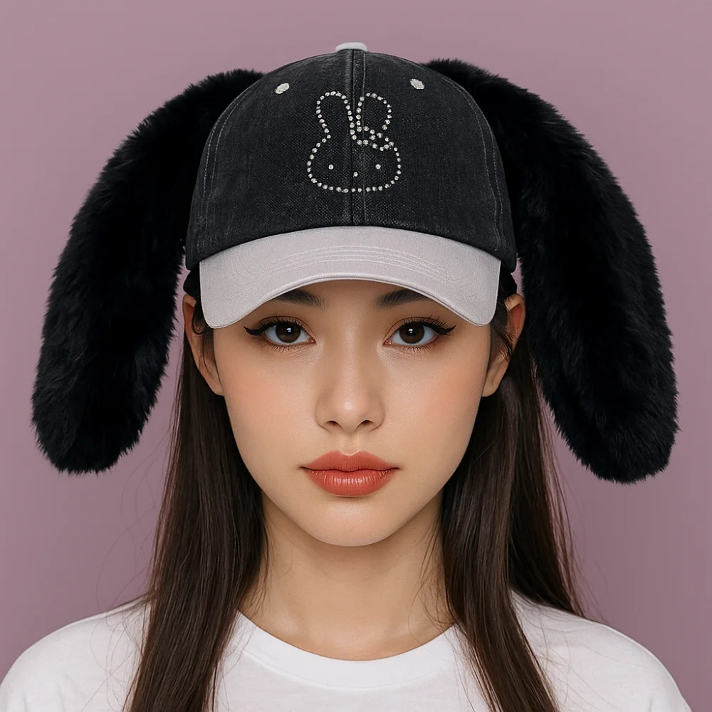 Korean Cute Baseball Cap Plush Rabbit Ear Y2k Peaked Cap Rhinestone Versatile Visors Hat Women
Korean Cute Baseball Cap Plush Rabbit Ear Y2k Peaked Cap Rhinestone Versatile Visors Hat Women