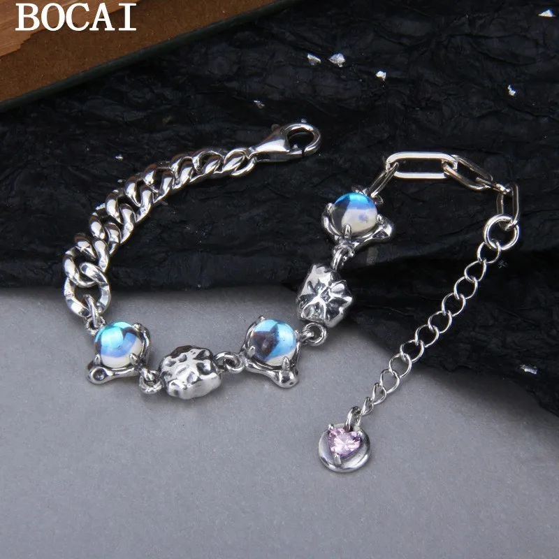 BOCAI настоящее серебро s925, ювелирные изделия, новый стиль, нерегулярная строчка, модный женский браслет из лунного камня
BOCAI настоящее серебро s925, ювелирные изделия, новый стиль, нерегулярная строчка, модный женский браслет из лунного камня