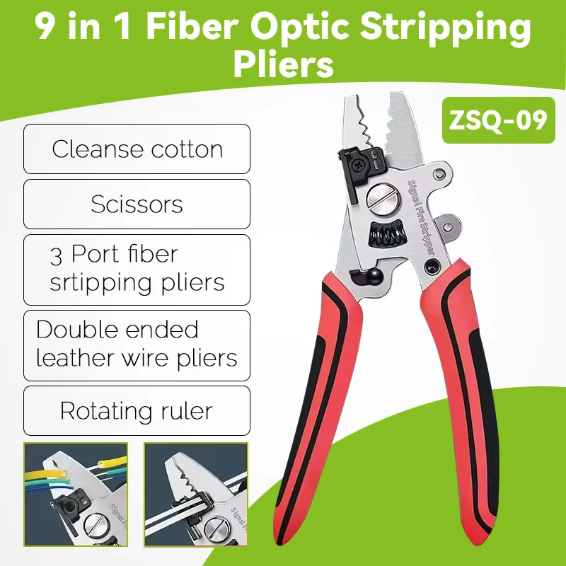 Signal Fire ZSQ-09 9 in 1 Optical Fiber Stripper Optic Fiber Stripper Scissors Wire Stripping Pliers
Signal Fire ZSQ-09 9 in 1 Optical Fiber Stripper Optic Fiber Stripper Scissors Wire Stripping Pliers