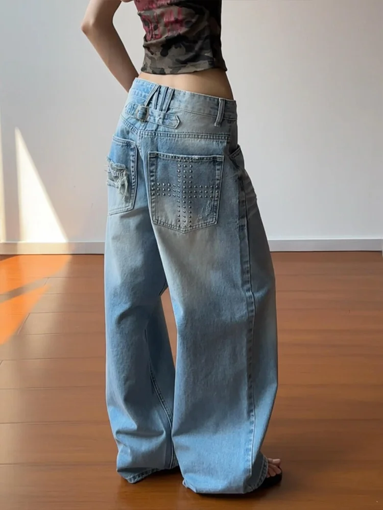 Loose Lazy American Style Hot Girl Jeans Women Summer New Vintage Rivet Hole Floor-Length Pants Relaxed Feeling Natural Waist
Loose Lazy American Style Hot Girl Jeans Women Summer New Vintage Rivet Hole Floor-Length Pants Relaxed Feeling Natural Waist