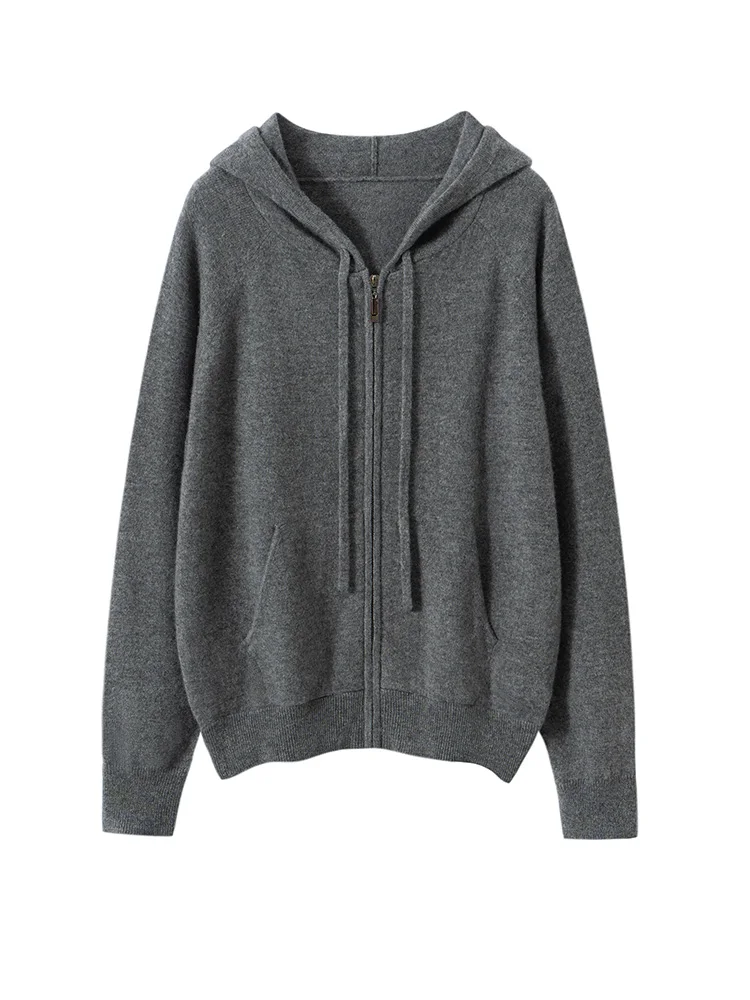 Quality 7GG Solid Women's Hooded Zipper Cardigan 100% Cashmere Knitted Sweater Pocket Thick Soft Warm Casual Loose Winter Tops
Quality 7GG Solid Women's Hooded Zipper Cardigan 100% Cashmere Knitted Sweater Pocket Thick Soft Warm Casual Loose Winter Tops
