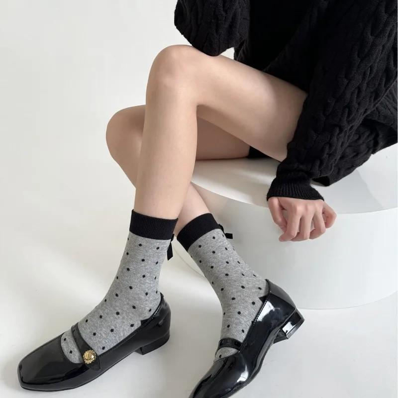 Women's Socks Bow White Polka Dot Socks Women's Medium Tube Socks Cotton Cute Color Matching Girl Stockings for Women
Women's Socks Bow White Polka Dot Socks Women's Medium Tube Socks Cotton Cute Color Matching Girl Stockings for Women