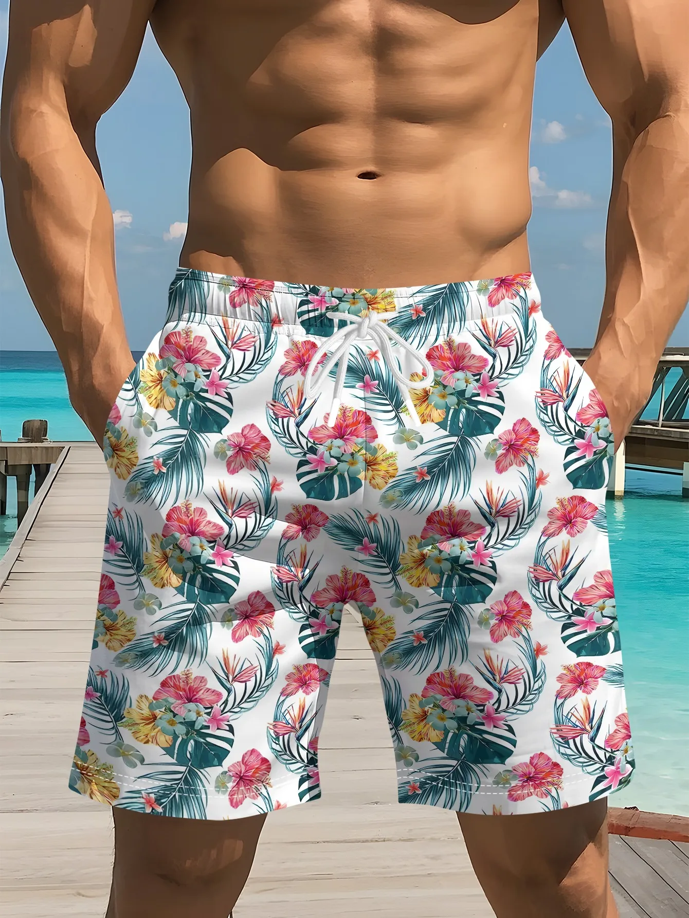 Mens Tropical Floral Palm Print Quick Dry Board Shorts Elastic Drawstring Swim Trunks Summer Beach Daily Casual Outfit
Mens Tropical Floral Palm Print Quick Dry Board Shorts Elastic Drawstring Swim Trunks Summer Beach Daily Casual Outfit