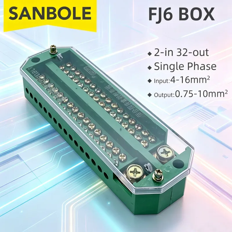 2-in 32-out Terminal Blocks Brass Connection Single-phase Household Part Line Meter Box Lighting FJ6 Connector
2-in 32-out Terminal Blocks Brass Connection Single-phase Household Part Line Meter Box Lighting FJ6 Connector