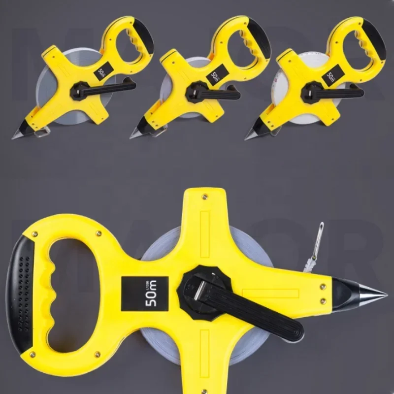 Woodworking Tools 30M 50M 100M Retractable Metric Tape Open Reel Long Steel Tape Measure Measuring Ruler