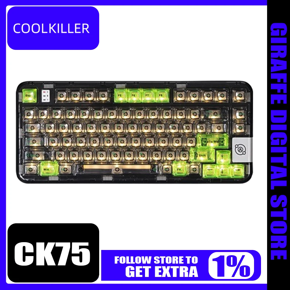 Coolkiller Ck75 Transparent Mechanical Keyboard Tri Mode Bluetooth Wireless Rgb Backlight Customized Keyboard Pc Accessories Man
Coolkiller Ck75 Transparent Mechanical Keyboard Tri Mode Bluetooth Wireless Rgb Backlight Customized Keyboard Pc Accessories Man