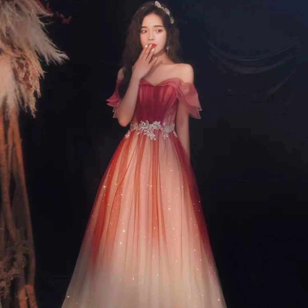 Red Gradient Evening Dress for Women Exquisite One Shoulder Banquet Gowns Summer Elegant Sequined Performance Dresses
Red Gradient Evening Dress for Women Exquisite One Shoulder Banquet Gowns Summer Elegant Sequined Performance Dresses