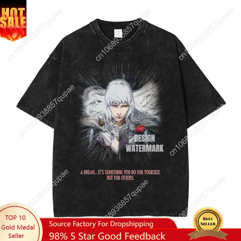 Anime Berserk T-shirts Oversized Vintage Washed Griffith T Shirt Summer Short Sleeve Retro Manga Guts Kenpuu Denki Tops Tees Men
Anime Berserk T-shirts Oversized Vintage Washed Griffith T Shirt Summer Short Sleeve Retro Manga Guts Kenpuu Denki Tops Tees Men