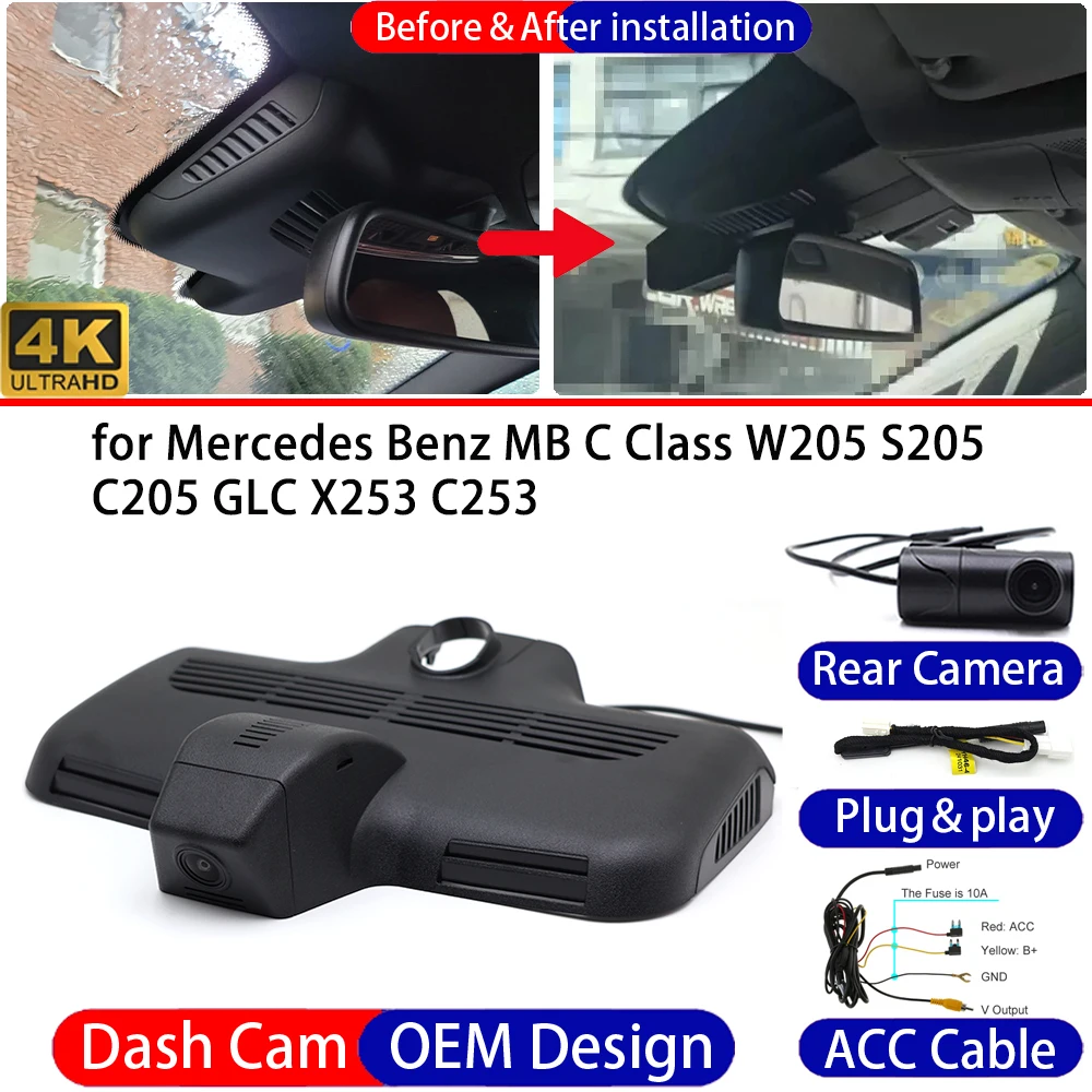 Dash Cam for Mercedes Benz MB C Class W205 S205 C205 GLC X253 C253 Front&Rear 4K 24h DVR Dashboard Camera Video Drive Recorder
Dash Cam for Mercedes Benz MB C Class W205 S205 C205 GLC X253 C253 Front&Rear 4K 24h DVR Dashboard Camera Video Drive Recorder