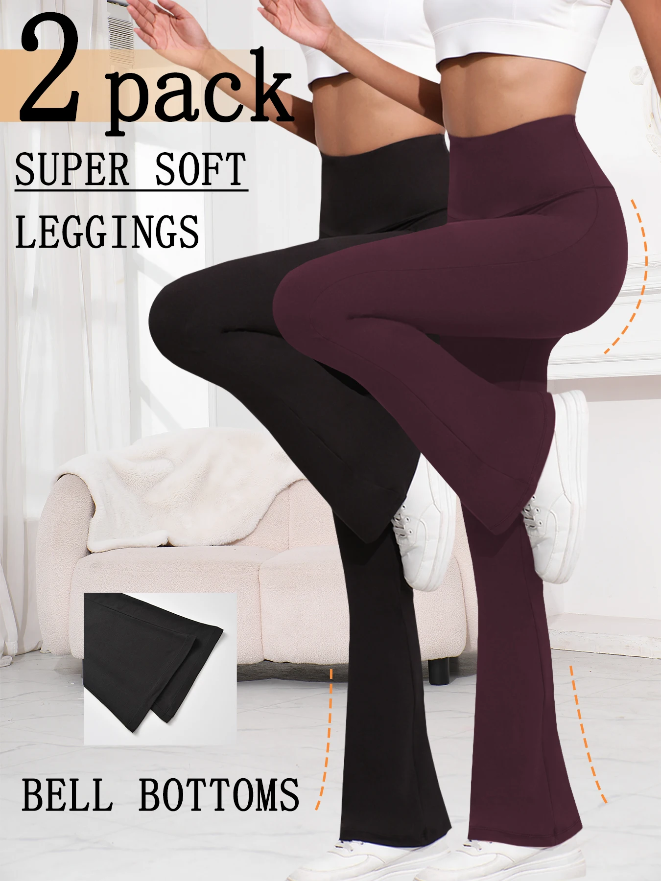 2 Pack Women's Super Soft Flare Pants High Waisted Tummy Control Workout Yoga Leggings Bell Bottoms
2 Pack Women's Super Soft Flare Pants High Waisted Tummy Control Workout Yoga Leggings Bell Bottoms