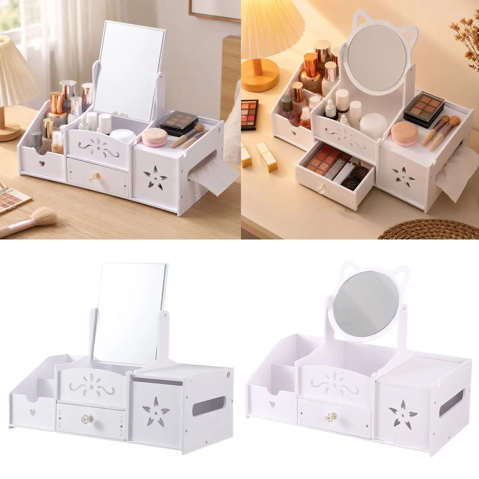 Makeup Organizer with Mirror Countertop Makeup Box Case Vanity Organizer for Countertop Bedroom Home
Makeup Organizer with Mirror Countertop Makeup Box Case Vanity Organizer for Countertop Bedroom Home