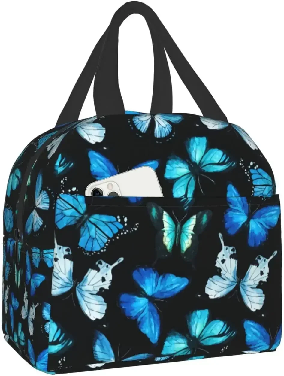 Blue Butterfly Lunch Bag Reusable Cooler Lunch Tote Bag Insulated Leakproof Lunch Box Container with Front Pocket for Girls
Blue Butterfly Lunch Bag Reusable Cooler Lunch Tote Bag Insulated Leakproof Lunch Box Container with Front Pocket for Girls
