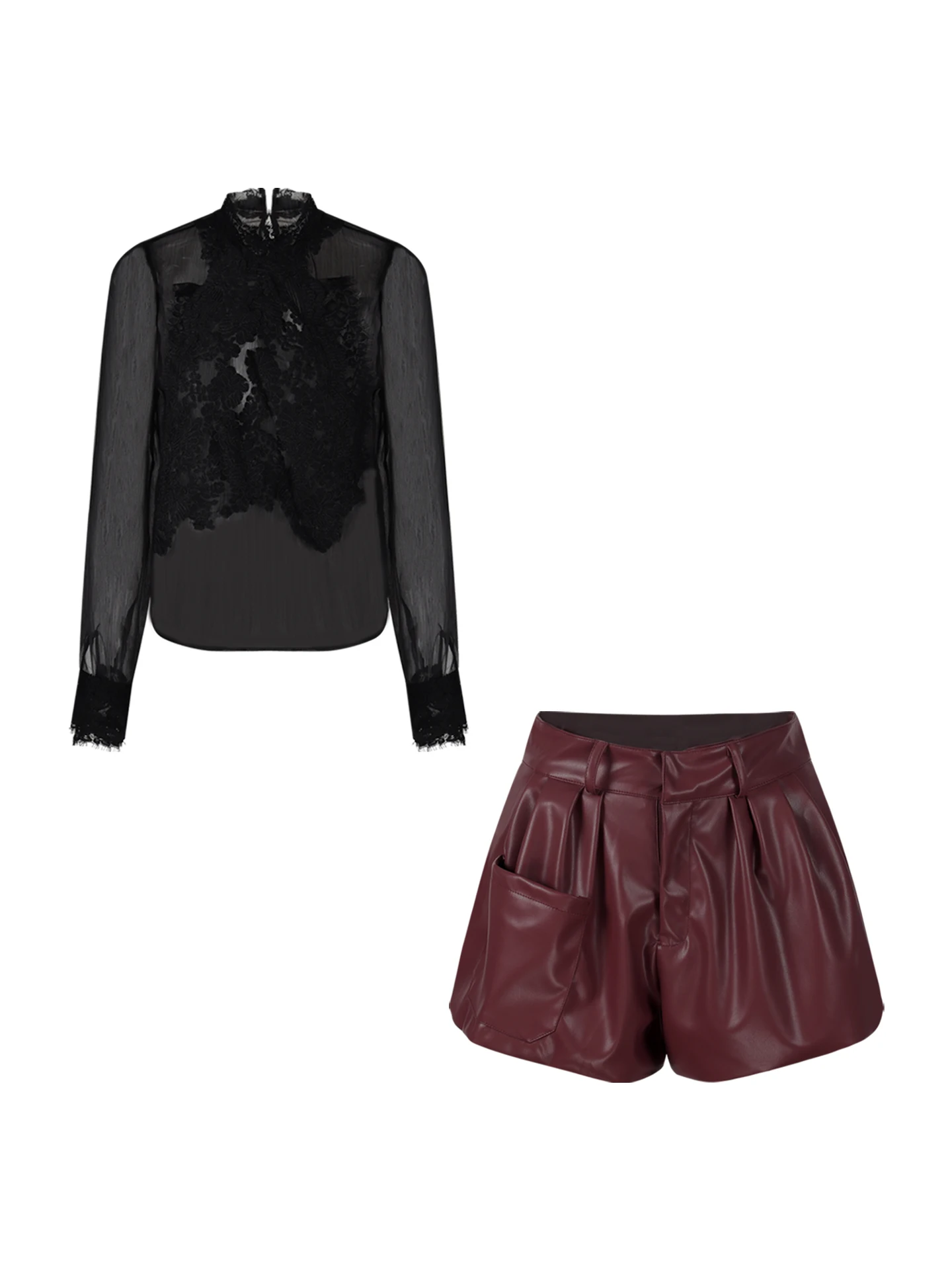 Black Lace Splice Long Sleeve Shirt Women's Autumn Mesh See-through Slimming Pure Desire Top Half High Collar Commute Style
Black Lace Splice Long Sleeve Shirt Women's Autumn Mesh See-through Slimming Pure Desire Top Half High Collar Commute Style