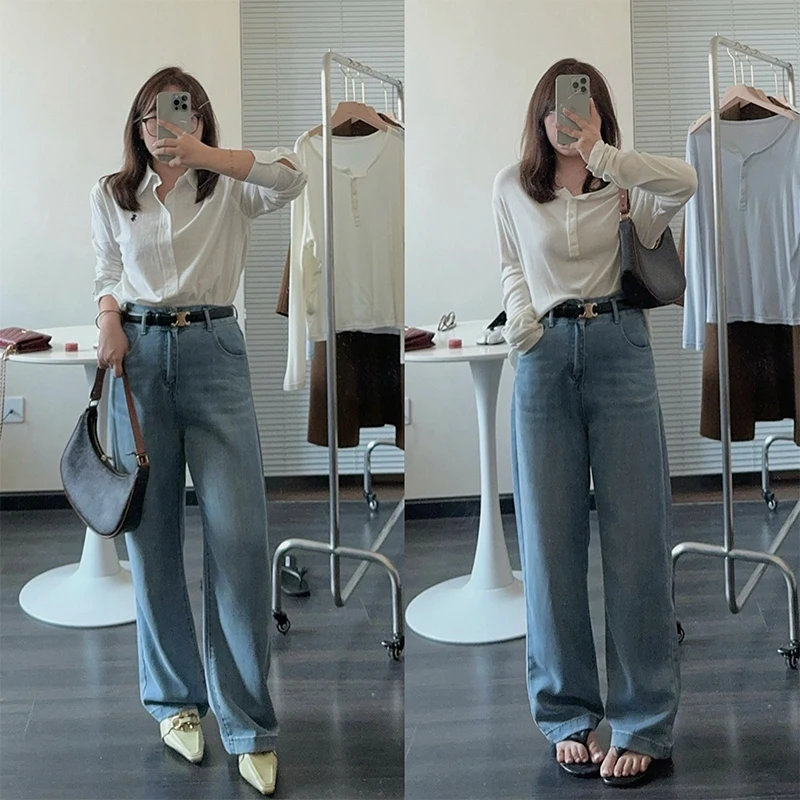 Летние длинные джинсы из лиоцелла с высокой талией и широкими штанинами, визуально увеличивающие рост, винтажные, в пол, с эффектом стройности
Летние длинные джинсы из лиоцелла с высокой талией и широкими штанинами, визуально увеличивающие рост, винтажные, в пол, с эффектом стройности