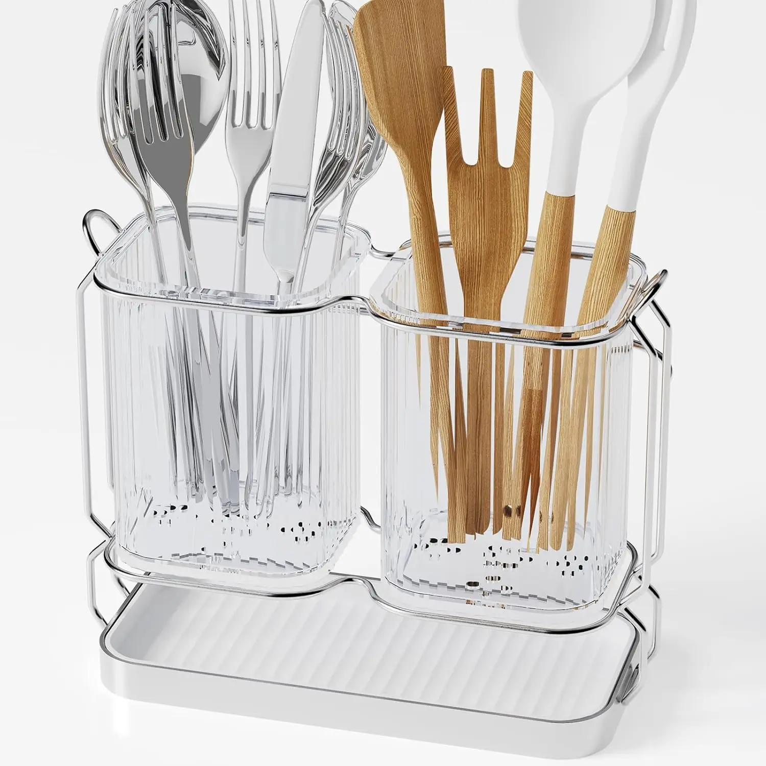 6.7" Kitchen Utensil Holder Wall Mount, Countertop Silverware Organizer with Drain Tray, Drying Rack for Spatula & Spoons
6.7" Kitchen Utensil Holder Wall Mount, Countertop Silverware Organizer with Drain Tray, Drying Rack for Spatula & Spoons