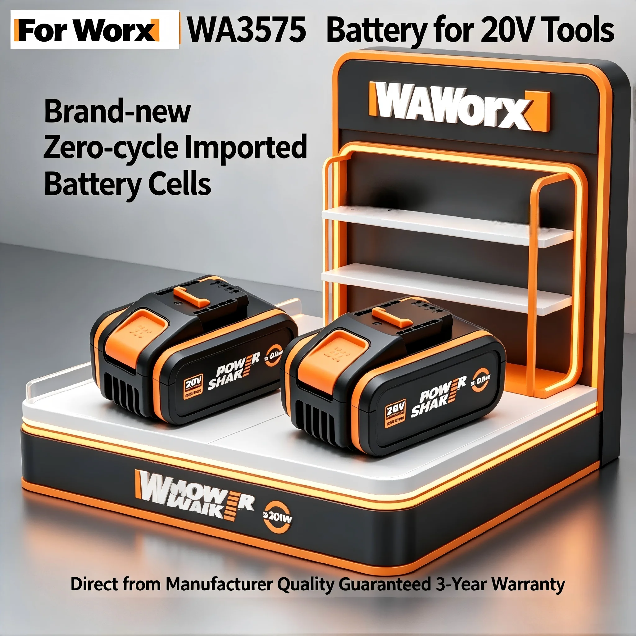 For Worx 20V 4.0Ah Lithium Replacement Battery Fit Power Share Series Cordless Tools WA3520 WA3525 WA3575 No Memory Effect
For Worx 20V 4.0Ah Lithium Replacement Battery Fit Power Share Series Cordless Tools WA3520 WA3525 WA3575 No Memory Effect