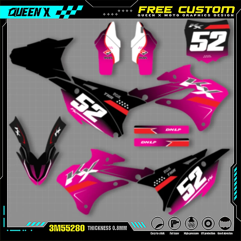 Queen X MOTOR Custom Team Motorcycle Graphics Background Decal Stickers Kits For KAWASAKI KX85 112 2022 2023 2024 002
Queen X MOTOR Custom Team Motorcycle Graphics Background Decal Stickers Kits For KAWASAKI KX85 112 2022 2023 2024 002