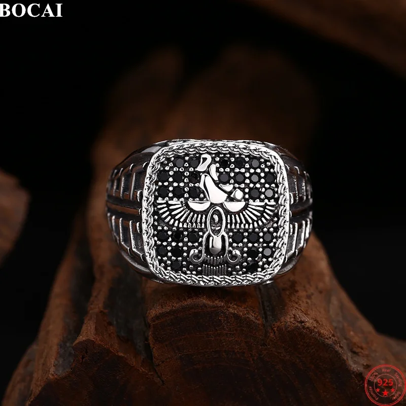 BOCAI S925 Sterling Silver Rings for Men Retro Lucky Bird Pattern Inlaid Micro Black Zircon New Fashion Punk Jewelry Wholesale
BOCAI S925 Sterling Silver Rings for Men Retro Lucky Bird Pattern Inlaid Micro Black Zircon New Fashion Punk Jewelry Wholesale