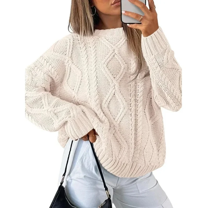 Women's Plus Size Knitted Pullover, Round Neck Loose Fit Top with Soft Breathable Fabric, Casual Warm Autumn Winter Fashion
Women's Plus Size Knitted Pullover, Round Neck Loose Fit Top with Soft Breathable Fabric, Casual Warm Autumn Winter Fashion