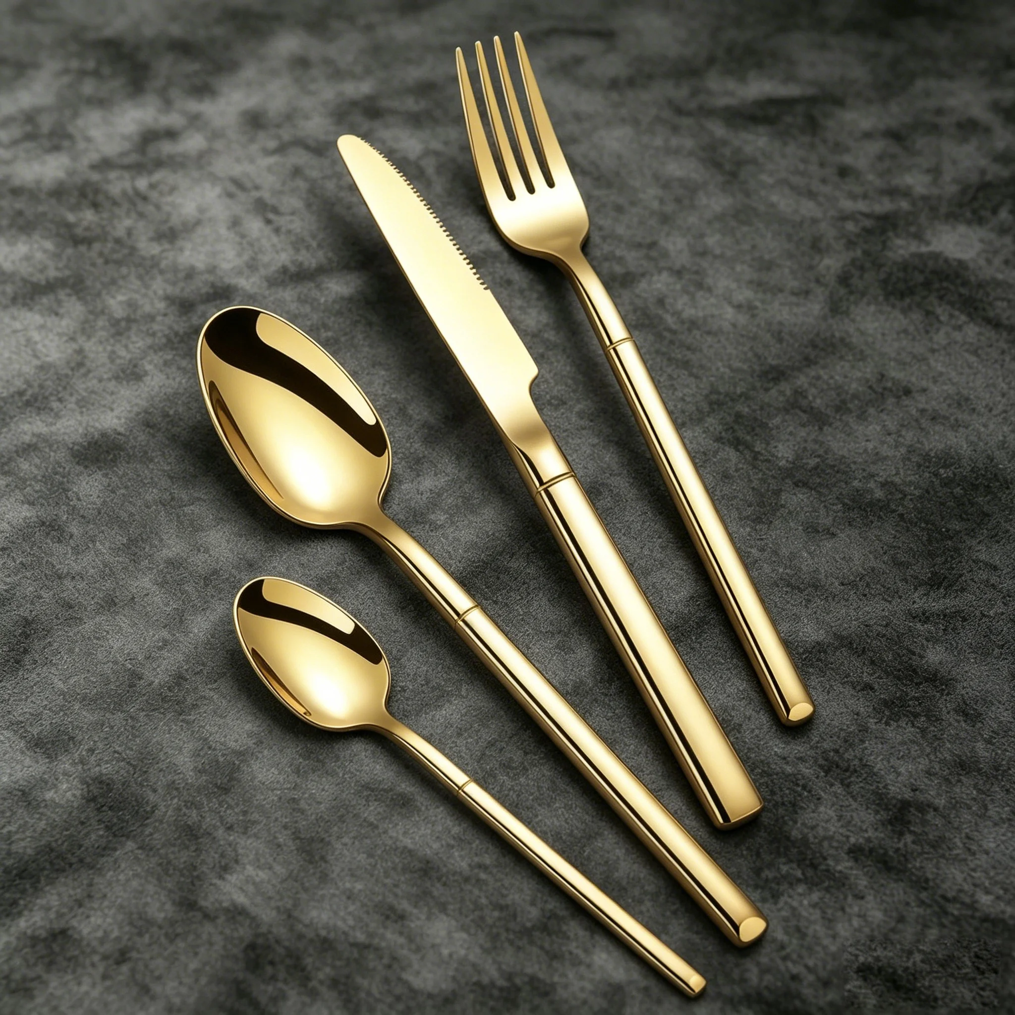 4Pcs Gold Black Cutlery Set 304 Stainless Steel Flatware Knight Design Silverware Spoon Fork Knife for Wedding Home Dining
4Pcs Gold Black Cutlery Set 304 Stainless Steel Flatware Knight Design Silverware Spoon Fork Knife for Wedding Home Dining