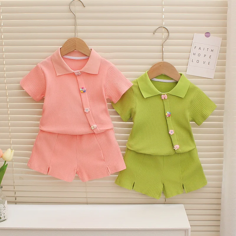 Preschool Set Set 2PC Summer Children's Short Sleeve Flower Top Polo T-shirt and Shorts Children's Set Girl Baby Suits 0-4Y
Preschool Set Set 2PC Summer Children's Short Sleeve Flower Top Polo T-shirt and Shorts Children's Set Girl Baby Suits 0-4Y