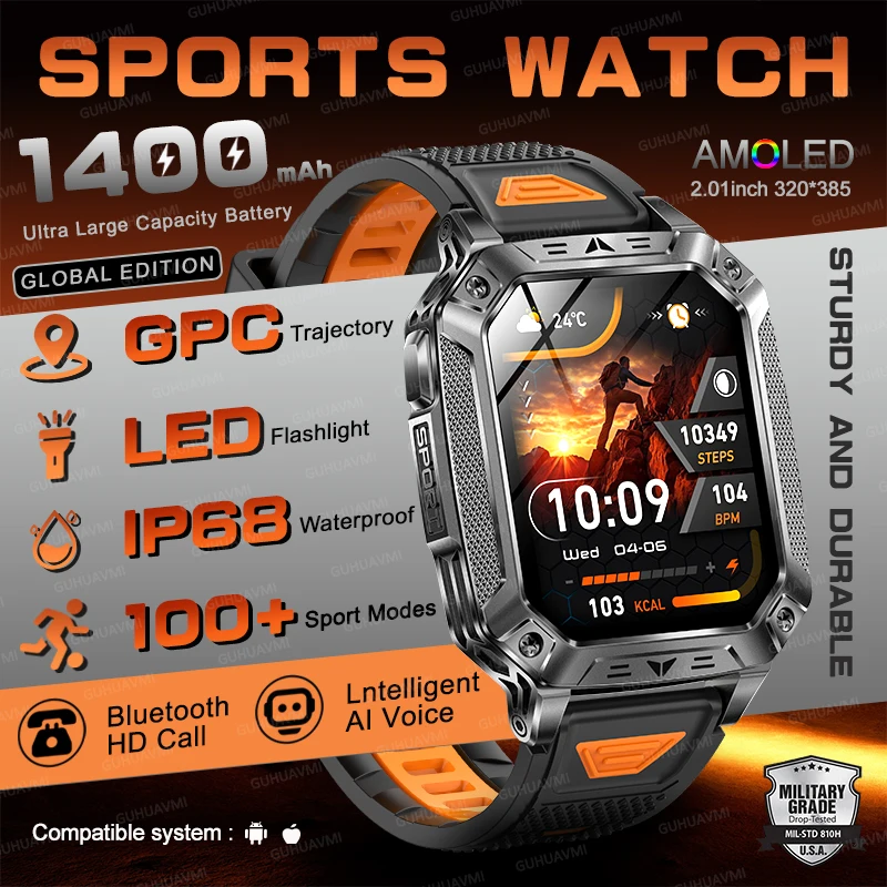Global Edition HOT Outdoors Durable Men Sports Smart Watch Military 1400mAh Battery LED Flashlight 5ATM Waterproof HD Call Watch
Global Edition HOT Outdoors Durable Men Sports Smart Watch Military 1400mAh Battery LED Flashlight 5ATM Waterproof HD Call Watch