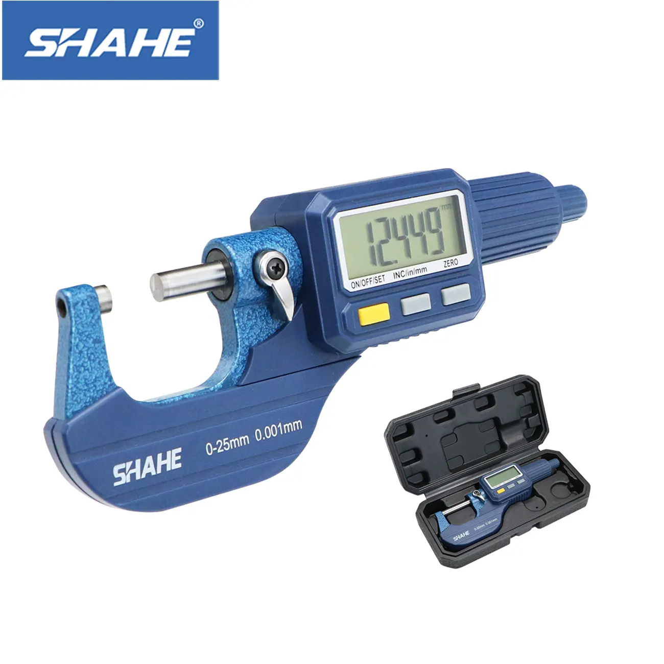 Durable 0-25mm Electronic Digital Micrometer Carbide Anvil ABS Function Metric Inch Unit Switch Auto Power Off Measuring Tool