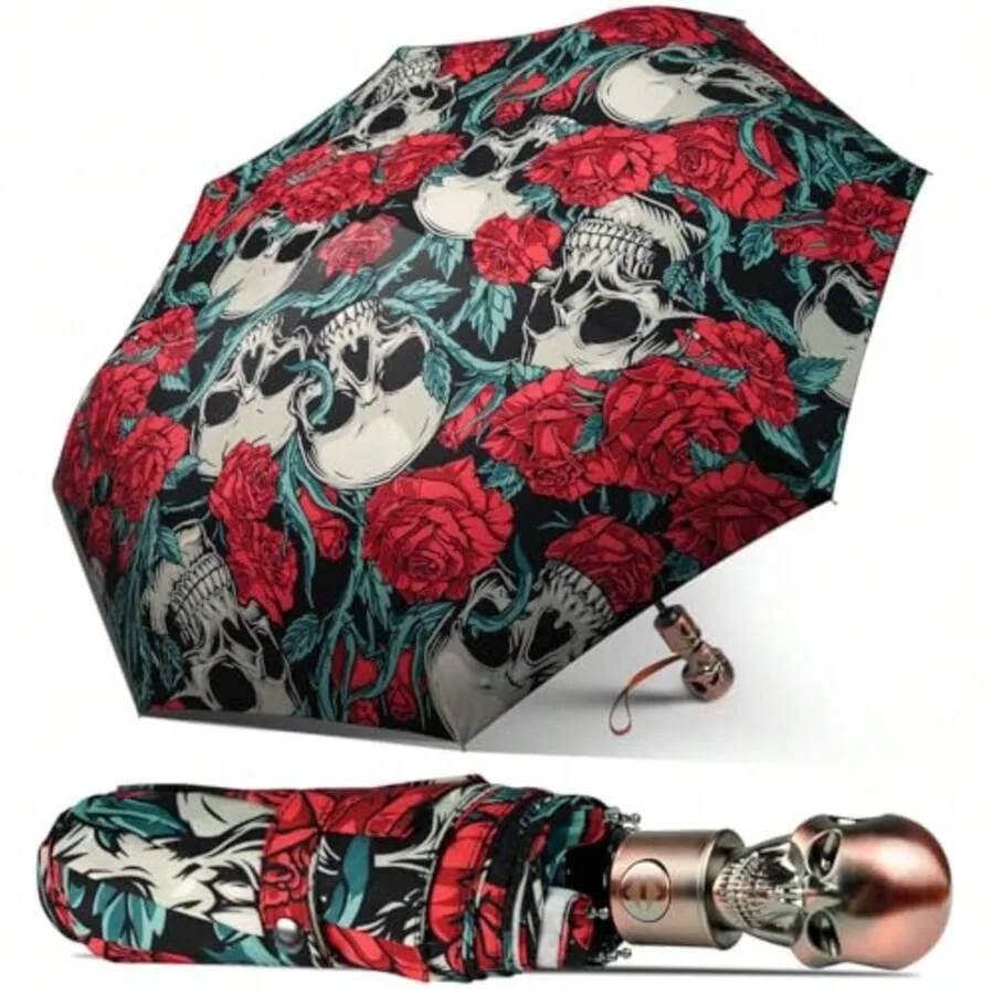 Lejorain Mens Black Skull Umbrella - Automatic Luxury Travel Windproof Umbrella Compact - Portable Strong Lightweight Rain Umbr
Lejorain Mens Black Skull Umbrella - Automatic Luxury Travel Windproof Umbrella Compact - Portable Strong Lightweight Rain Umbr