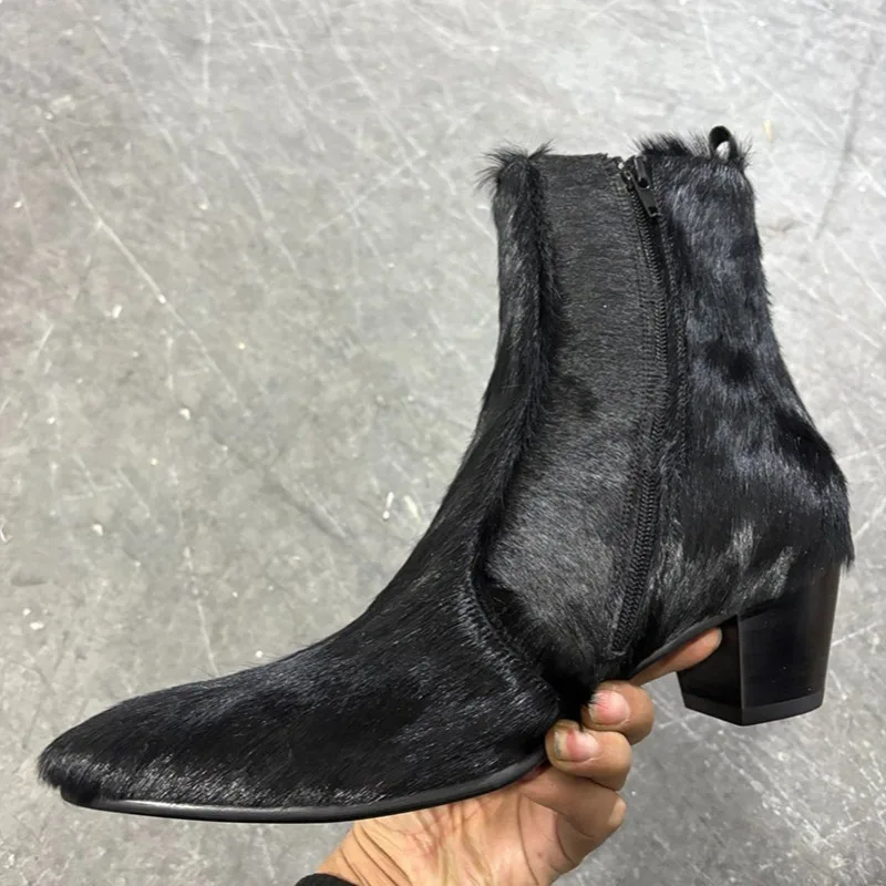 Street Style Genuine Leather Luxury Horsehair Chelsea Boots Men's Shoes Vintage Fashion Pointed Toe Zipper High Heels Trendy
Street Style Genuine Leather Luxury Horsehair Chelsea Boots Men's Shoes Vintage Fashion Pointed Toe Zipper High Heels Trendy