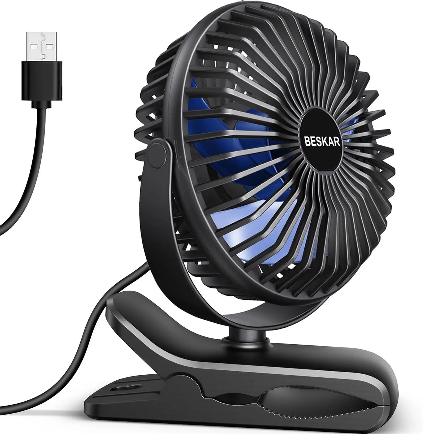 USB Clip on Fan, Portable Small Fan with Cord Powered, 3 Speeds Strong Airflow, Sturdy Clamp for Desk
USB Clip on Fan, Portable Small Fan with Cord Powered, 3 Speeds Strong Airflow, Sturdy Clamp for Desk