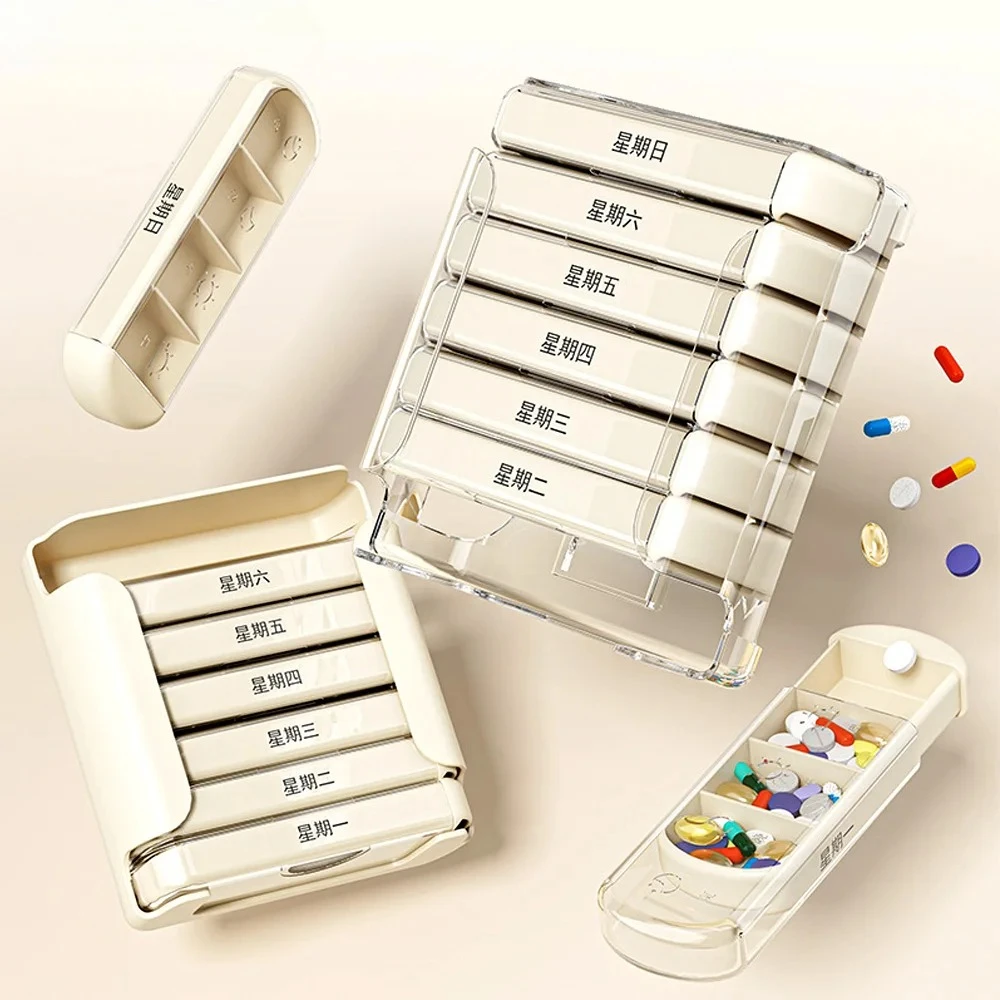 28-Grid Pull-Out Pill Organizer, Portable 7-Day Weekly Case with 4 Slots per Day for Vitamins & Supplements
28-Grid Pull-Out Pill Organizer, Portable 7-Day Weekly Case with 4 Slots per Day for Vitamins & Supplements