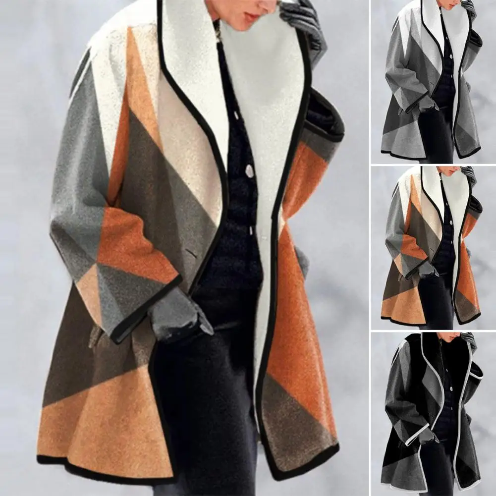 Woman Winter Coat Contrast Color Casual Turn-down Collar Cardigan Loose Keep Warm Korean Style Midi Length Plus Size Women Coat
Woman Winter Coat Contrast Color Casual Turn-down Collar Cardigan Loose Keep Warm Korean Style Midi Length Plus Size Women Coat