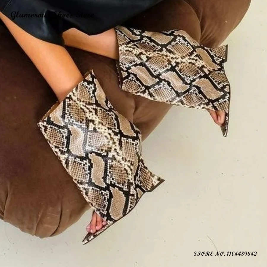 Snake Prints Peep Toe Ankle Boots Women's Pointed Open Toe Strange Style Wedges Shoes Fashion Elegant Slip On Party Booties
Snake Prints Peep Toe Ankle Boots Women's Pointed Open Toe Strange Style Wedges Shoes Fashion Elegant Slip On Party Booties